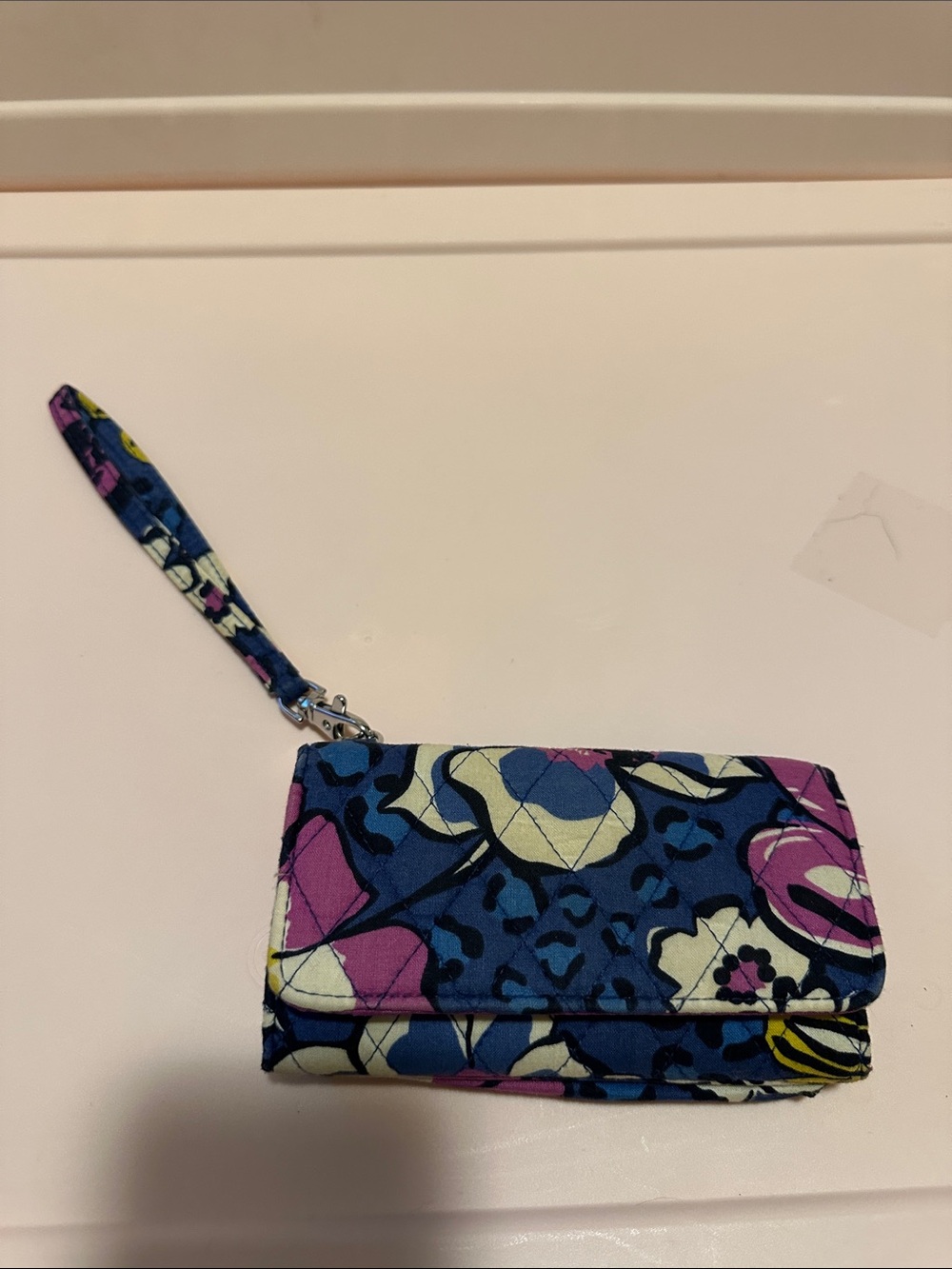 Vera Bradley Blue, Pink and Cream Floral Wristlet Wallet
